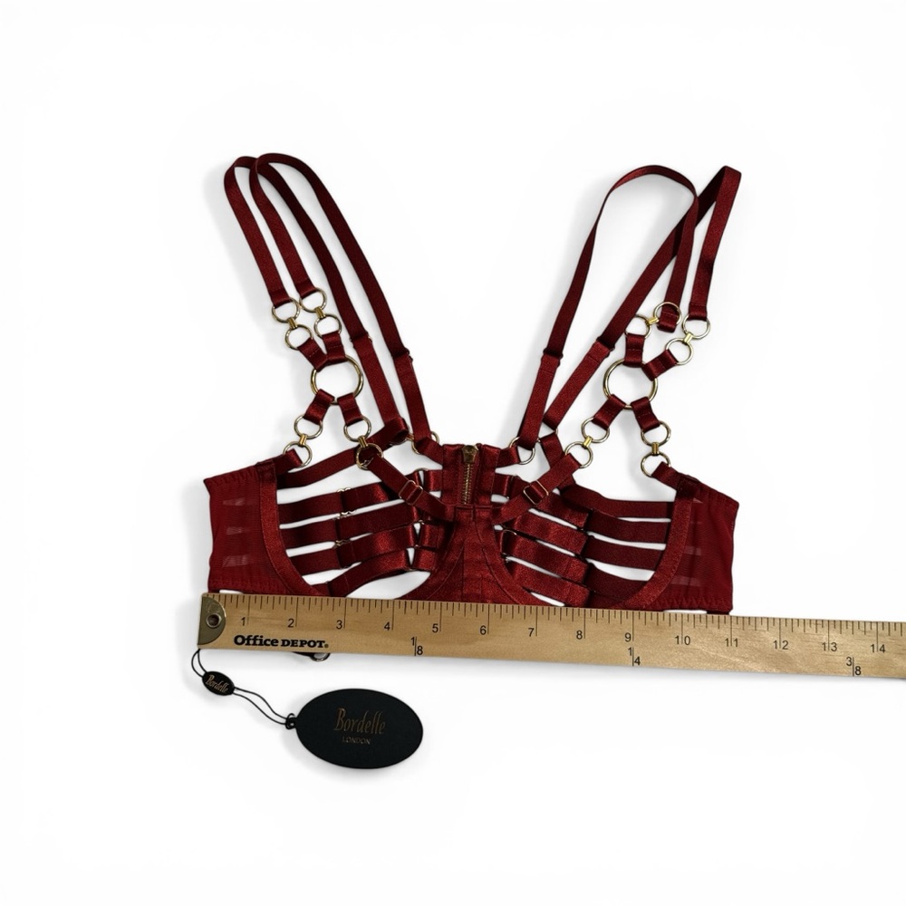Bordelle Kleio Ouvert Wire Bra Burnt Red Gold Hardware Size SS SS23B03BR - Picture 5 of 6